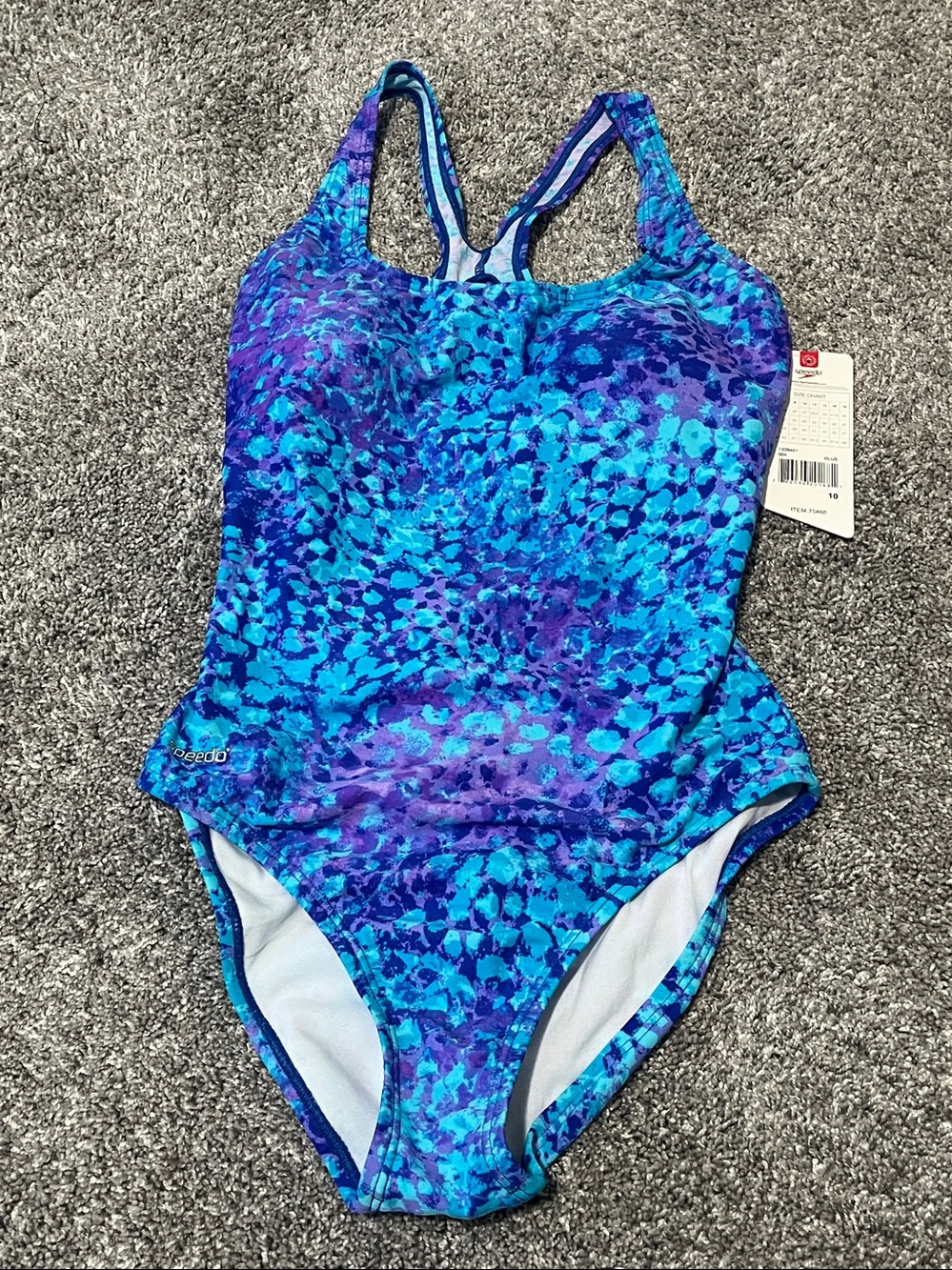 NEW Speedo Swimsuit Size 10 Blue Purple Lined New with Tag